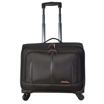 Aerolite Rolling Padded Laptop Case With 4 Wheels - Fits up to 15.6", Overnight Trolley Business Hand Cabin Luggage Case Easyjet Plus/Flexi/Up Front/Extra Legroom, British Airways & Jet2 Approved Black
