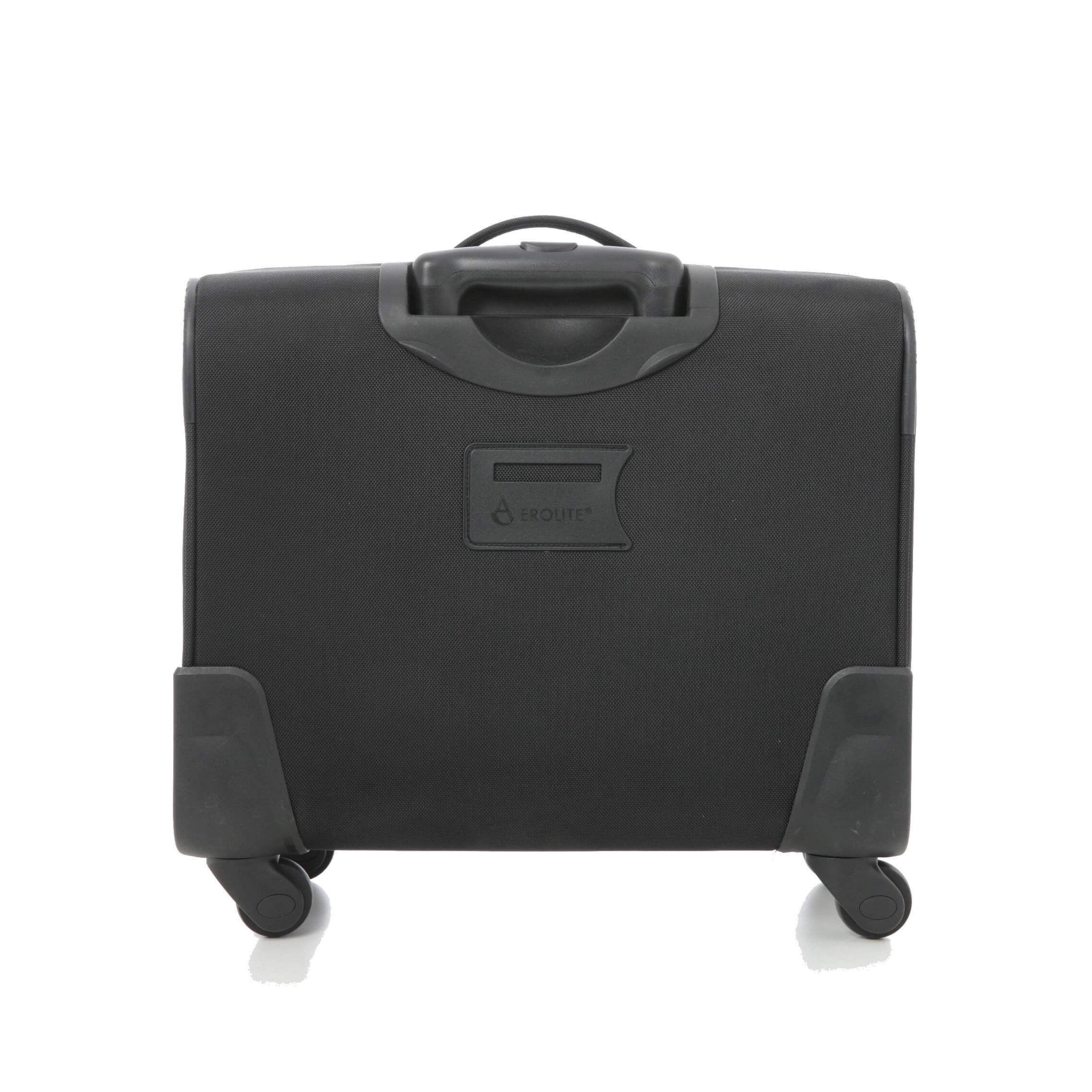 Aerolite Rolling Padded Laptop Case With 4 Wheels - Fits up to 15.6", Overnight Trolley Business Hand Cabin Luggage Case Easyjet Plus/Flexi/Up Front/Extra Legroom, British Airways & Jet2 Approved Black