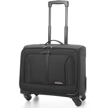 Aerolite Rolling Padded Laptop Case With 4 Wheels - Fits up to 15.6", Overnight Trolley Business Hand Cabin Luggage Case Easyjet Plus/Flexi/Up Front/Extra Legroom, British Airways & Jet2 Approved Black