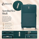 Aerolite FLX™ Premium Front Loading Large 30" Suitcase, Expandable to 125L, Lightweight PC Alloy Hard Shell, 8-Wheel Spinner, TSA Lock, 30 Inch Checked Luggage - Green