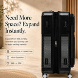 Aerolite FLX™ Premium Front Loading Large 30" Suitcase, Expandable to 125L, Lightweight PC Alloy Hard Shell, 8-Wheel Spinner, TSA Lock, 30 Inch Checked Luggage - Black