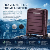 Aerolite Expandable Cabin Suitcase 55x40x20cm to 55x40x23cm – Ryanair & Wizz Air Priority Carry On Luggage, Recycled Ocean Plastic, Laptop & Tablet Pocket, USB Charging, Silvadur® Anti-Microbial Lining, TSA Lock (Wine)