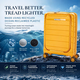 Aerolite Expandable Cabin Suitcase 55x40x20cm to 55x40x23cm – Ryanair & Wizz Air Priority Carry On Luggage, Recycled Ocean Plastic, Laptop & Tablet Pocket, USB Charging, Silvadur® Anti-Microbial Lining, TSA Lock (Mango)