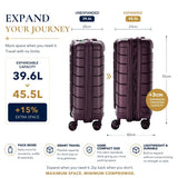Aerolite Expandable Cabin Suitcase 55x40x20cm to 55x40x23cm – Ryanair & Wizz Air Priority Carry On Luggage, Recycled Ocean Plastic, Laptop & Tablet Pocket, USB Charging, Silvadur® Anti-Microbial Lining, TSA Lock (Wine)