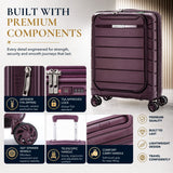 Aerolite Expandable Cabin Suitcase 55x40x20cm to 55x40x23cm – Ryanair & Wizz Air Priority Carry On Luggage, Recycled Ocean Plastic, Laptop & Tablet Pocket, USB Charging, Silvadur® Anti-Microbial Lining, TSA Lock (Wine)