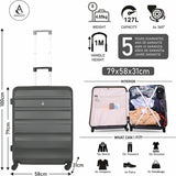 Aerolite Hard Shell 3 Piece Lightweight Suitcase Complete Luggage Set (Cabin 21" + Medium 25"+ Large 29" Hold Luggage Suitcase)