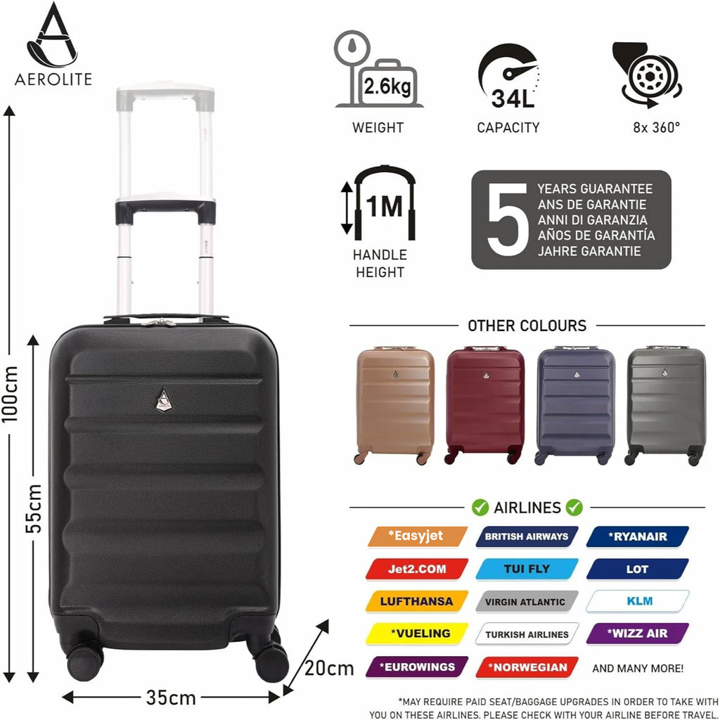Aerolite Espandibile 55x40x20 a 55x40x23cm Valigia rigida leggera da cabina max per Ryanair Priorità Volotea Vueling e molti altri Trolley Bagaglio a mano 55x40x20 55x40x23 con 4 Ruote Aerolite Espandibile 55x40x20 a 55x40x23cm Valigia rigida leggera da cabina max per Ryanair Priorità Volotea Vueling e molti altri Trolley Bagaglio a mano 55x40x20 55x40x23 con 4 Ruote