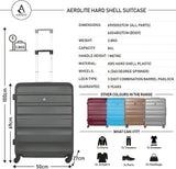 Aerolite 25" (69x50x27cm) Medium Lightweight Hard Shell Checked In Hold Luggage Suitcase with 4 Wheels, 82L Capacity