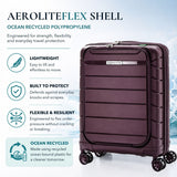 Aerolite Expandable Cabin Suitcase 55x40x20cm to 55x40x23cm – Ryanair & Wizz Air Priority Carry On Luggage, Recycled Ocean Plastic, Laptop & Tablet Pocket, USB Charging, Silvadur® Anti-Microbial Lining, TSA Lock (Wine)