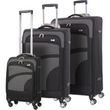 Aerolite 3 Piece Super Lightweight 4 Wheels Soft Shell Cabin & Hold Luggage Set of 3, (Cabin 21