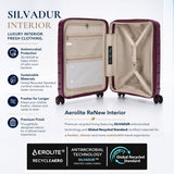 Aerolite Expandable Cabin Suitcase 55x40x20cm to 55x40x23cm – Ryanair & Wizz Air Priority Carry On Luggage, Recycled Ocean Plastic, Laptop & Tablet Pocket, USB Charging, Silvadur® Anti-Microbial Lining, TSA Lock (Wine)