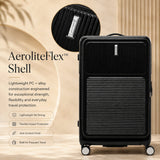Aerolite FLX™ Premium Front Loading Large 30" Suitcase, Expandable to 125L, Lightweight PC Alloy Hard Shell, 8-Wheel Spinner, TSA Lock, 30 Inch Checked Luggage - Black