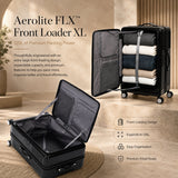 Aerolite FLX™ Premium Front Loading Large 30" Suitcase, Expandable to 125L, Lightweight PC Alloy Hard Shell, 8-Wheel Spinner, TSA Lock, 30 Inch Checked Luggage - Black