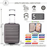 Aerolite (55x40x20cm) Ryanair Priority Maximum 40L Carry On Suitcase with 2 Smooth Rollerblade Wheels, Built-in TSA Lock