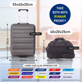 Aerolite (55x40x20cm) Ryanair (Priority) Maximum Allowance 40L Lightweight Hard Shell Carry On Hand Cabin Luggage Suitcase with 2 Smooth Rollerblade Wheels, Built-in TSA Lock
