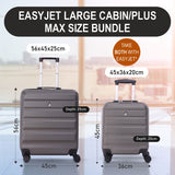 Aerolite Easyjet Bundle, Large Cabin (56x45x25cm) Lightweight Hard Shell Cabin Suitcase & (45x36x20cm) Easyjet Max Suitcase