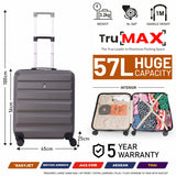 Aerolite 56x45x25cm Easyjet Large Cabin, British Airways, Jet2 Maximum Allowance 8 Wheel Suitcase, Ultra Lightweight Carry On Hand Cabin Luggage Suitcase with Built-In TSA Approved Lock, 57L Capacity