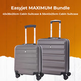 Aerolite Easyjet Bundle, Large Cabin (56x45x25cm) Lightweight Hard Shell Cabin Suitcase & (45x36x20cm) Easyjet Max Suitcase