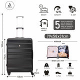 Aerolite Hard Shell Suitcase Luggage Group Travel Bundle - 2 x 21 Cabin Hand Luggage + 1 x Large 29" Hold Luggage Suitcase (3 Piece Luggage Set) - Black - Aerolite UK