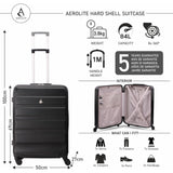 Aerolite 25" (69x50x27cm) Medium Lightweight Hard Shell Checked In Hold Luggage Suitcase with 8 Wheels, 82L Capacity - Aerolite UK