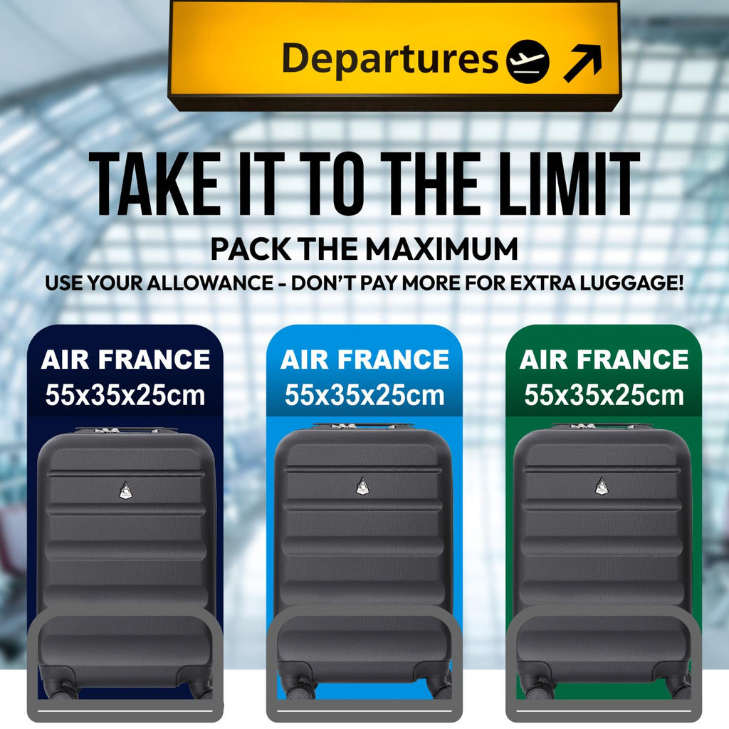 Aerolite 55x35x25 Harde Handbagage Koffer Met 4 Wielen, Max Maat Voor Air Europa Air France Alitalia Klm Transavia Zwart