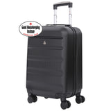 Aerolite (55x35x25cm) Hard Shell Carry On Hand Cabin Luggage Suitcase with 4 Wheels and Built-in TSA Combination Lock, Max Size for Air Europa, Air France, Alitalia, KLM & Transavia - Black
