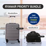 Aerolite Ryanair Max Bundle (55x40x20cm Priority Suitcase + 40x20x25cm Holdall), 2 Piece Carry On Hand Cabin Luggage Set Bundle - Aerolite UK