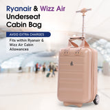 Aerolite 40x20x25cm Ryanair Approved Cabin Bag – Lightweight 2-Wheel Hard Shell Underseat Luggage with TSA Lock – Eco-Friendly Interior – Beige
