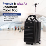 Aerolite Ryanair Approved Cabin Bag 40x20x25cm– Lightweight 2-Wheel Hard Shell Underseat Trolley with TSA Lock – Eco-Friendly Interior – Black