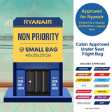 Aerolite Ryanair Approved Cabin Bag 40x20x25cm– Lightweight 2-Wheel Hard Shell Underseat Trolley with TSA Lock – Eco-Friendly Interior – Black