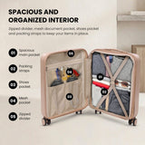 Aerolite Expandable 55x40x20cm to 55x40x23cm Ryanair Priority, Wizz Air Priority, Lufthansa Max Size Lightweight Hard Shell Carry On Hand Cabin Luggage Suitcase with 4 Wheels (BEIGE)