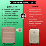 Aerolite Expandable 55x40x20cm to 55x40x23cm Ryanair Priority, Wizz Air Priority, Lufthansa Max Size Lightweight Hard Shell Carry On Hand Cabin Luggage Suitcase with 4 Wheels (BEIGE)