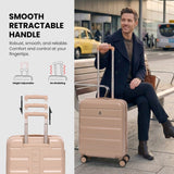 Aerolite Expandable 55x40x20cm to 55x40x23cm Ryanair Priority, Wizz Air Priority, Lufthansa Max Size Lightweight Hard Shell Carry On Hand Cabin Luggage Suitcase with 4 Wheels (BEIGE)