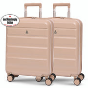 Aerolite Expandable 55x40x20cm to 55x40x23cm Ryanair Priority, Wizz Air Priority, Lufthansa Max Size Lightweight Hard Shell Carry On Hand Cabin Luggage Suitcase with 4 Wheels - Set of 2 (BEIGE)