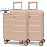 Aerolite Expandable 55x40x20cm to 55x40x23cm Ryanair Priority, Wizz Air Priority, Lufthansa Max Size Lightweight Hard Shell Carry On Hand Cabin Luggage Suitcase with 4 Wheels - Set of 2 (BEIGE)