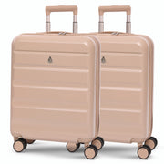 Aerolite Expandable 55x40x20cm to 55x40x23cm Ryanair Priority, Wizz Air Priority, Lufthansa Max Size Lightweight Hard Shell Carry On Hand Cabin Luggage Suitcase with 4 Wheels - Set of 2 (BEIGE)