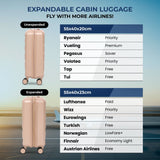 Aerolite Expandable 55x40x20cm to 55x40x23cm Ryanair Priority, Wizz Air Priority, Lufthansa Max Size Lightweight Hard Shell Carry On Hand Cabin Luggage Suitcase with 4 Wheels (BEIGE)