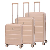 Aerolite 3-Piece Luggage Set – Lightweight Hard Shell Suitcases with 4 Dual Spinner Wheels & TSA Lock – Expandable Cabin (21”), Medium (24”), Large (28”) – Expandable Carry-On Case Included – Beige