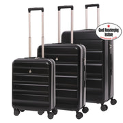 Aerolite 3-Piece Luggage Set – Lightweight Hard Shell Suitcases with 4 Dual Spinner Wheels & TSA Lock – Expandable Cabin (21”), Medium (24”), Large (28”) – Expandable Carry-On Case Included – Black