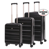 Aerolite 3-Piece Luggage Set – Lightweight Hard Shell Suitcases with 4 Dual Spinner Wheels & TSA Lock – Expandable Cabin (21”), Medium (24”), Large (28”) – Expandable Carry-On Case Included – Black