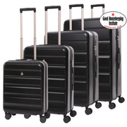 Aerolite 4-Piece ABS-polycarbonate Lightweight Luggage Set – Expandable Cabin, Medium, Large & XL Hard Shell Suitcases with Spinner Wheels & TSA Lock – Black