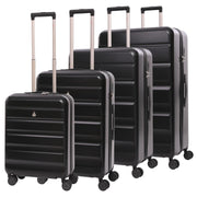 Aerolite 4-Piece ABS Lightweight Luggage Set – Expandable Cabin, Medium, Large & XL Hard Shell Suitcases with Spinner Wheels & TSA Lock – Black