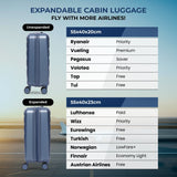 Aerolite Expandable 55x40x20cm to 55x40x23cm Ryanair Priority, Wizz Air Priority, Lufthansa Max Size Lightweight Hard Shell Carry On Hand Cabin Luggage Suitcase with 4 Wheels (BLUE)