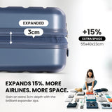 Aerolite Expandable 55x40x20cm to 55x40x23cm Ryanair Priority, Wizz Air Priority, Lufthansa Max Size Lightweight Hard Shell Carry On Hand Cabin Luggage Suitcase with 4 Wheels (BLUE)