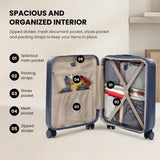 Aerolite Expandable 55x40x20cm to 55x40x23cm Ryanair Priority, Wizz Air Priority, Lufthansa Max Size Lightweight Hard Shell Carry On Hand Cabin Luggage Suitcase with 4 Wheels (BLUE)