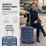 Aerolite Expandable 55x40x20cm to 55x40x23cm Ryanair Priority, Wizz Air Priority, Lufthansa Max Size Lightweight Hard Shell Carry On Hand Cabin Luggage Suitcase with 4 Wheels (BLUE)