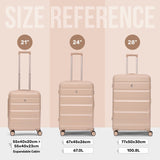 Aerolite 3-Piece Luggage Set – Lightweight Hard Shell Suitcases with 4 Dual Spinner Wheels & TSA Lock – Expandable Cabin (21”), Medium (24”), Large (28”) – Expandable Carry-On Case Included – Beige