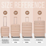 Aerolite 4-Piece ABS Lightweight Luggage Set – Expandable Cabin, Medium, Large & XL Hard Shell Suitcases with Spinner Wheels & TSA Lock – Beige