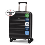 Aerolite Expandable 55x40x20cm to 55x40x23cm Ryanair Priority, Wizz Air Priority, Lufthansa Max Size Lightweight Hard Shell Carry On Hand Cabin Luggage Suitcase with 4 Wheels (BLACK)