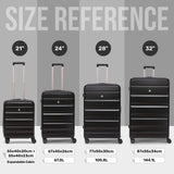 Aerolite 4-Piece ABS Lightweight Luggage Set – Expandable Cabin, Medium, Large & XL Hard Shell Suitcases with Spinner Wheels & TSA Lock – Black